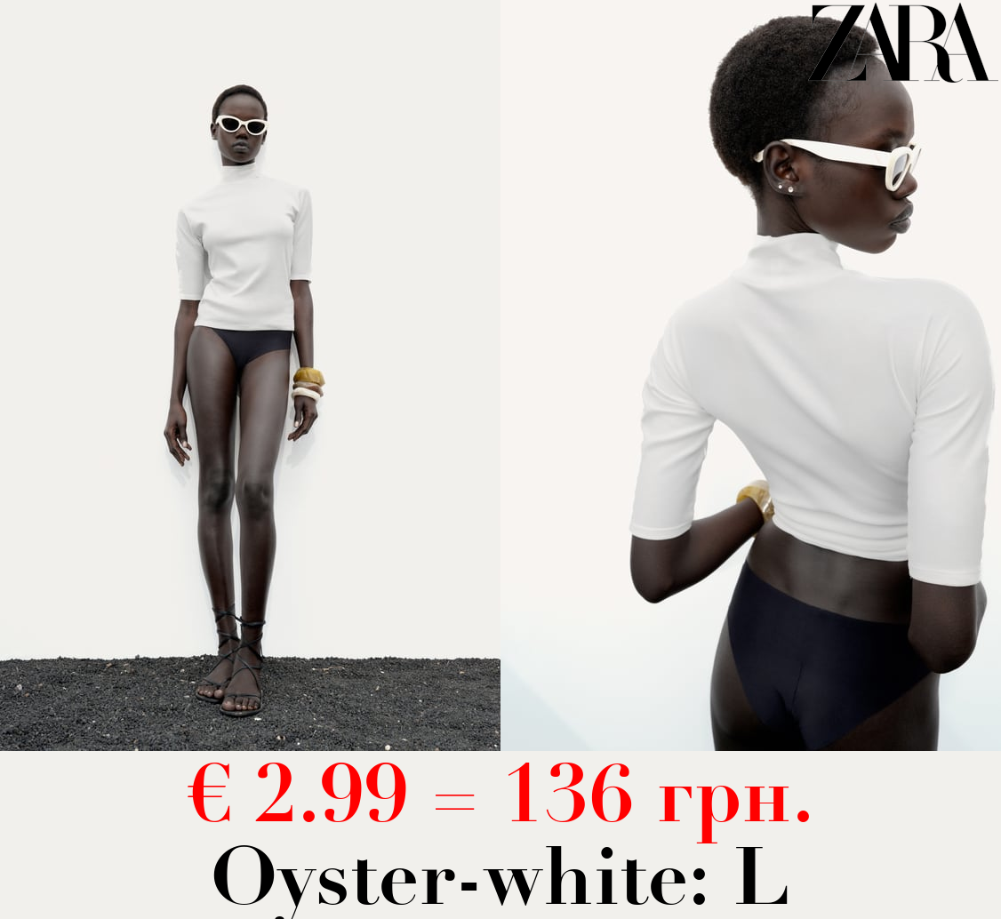 COTTON MOCK NECK T-SHIRT