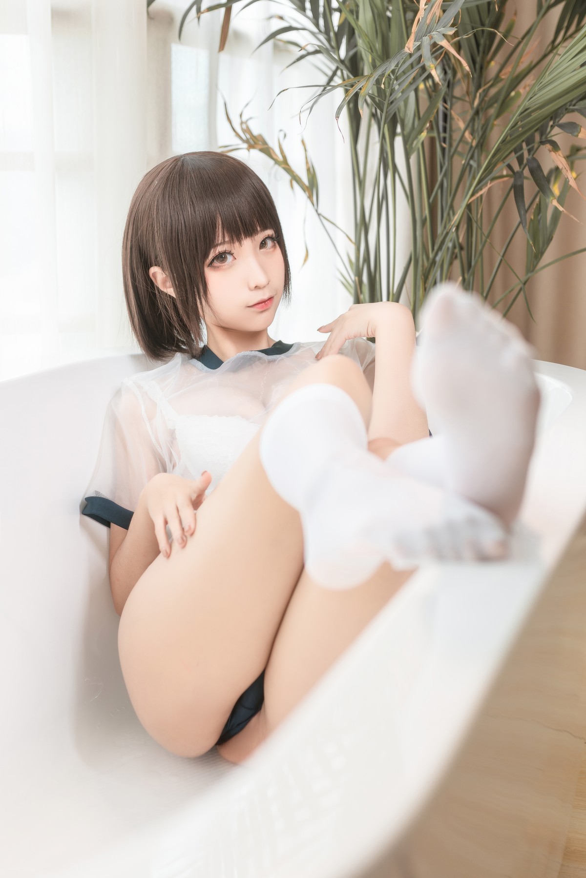 Cosplay 蠢沫沫 Chunmomo 透明体操服 19