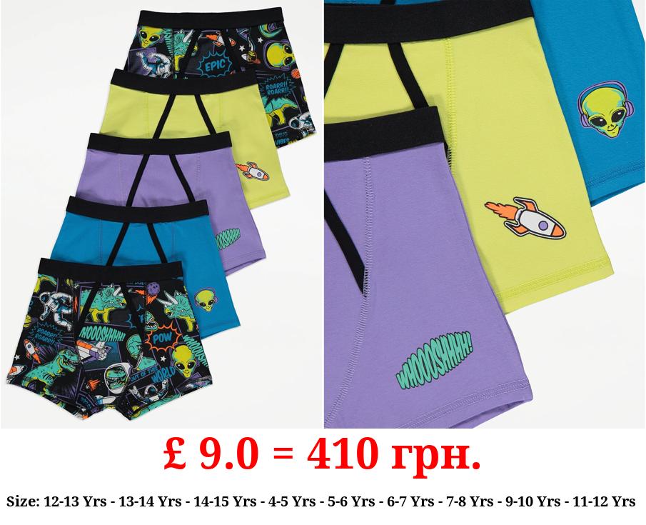 Alien Space Dinosaur Trunks 5 Pack
