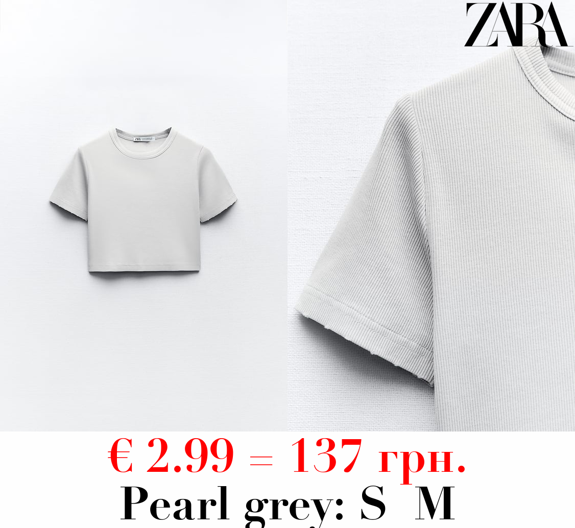 FADED-EFFECT RIBBED CROP TOP