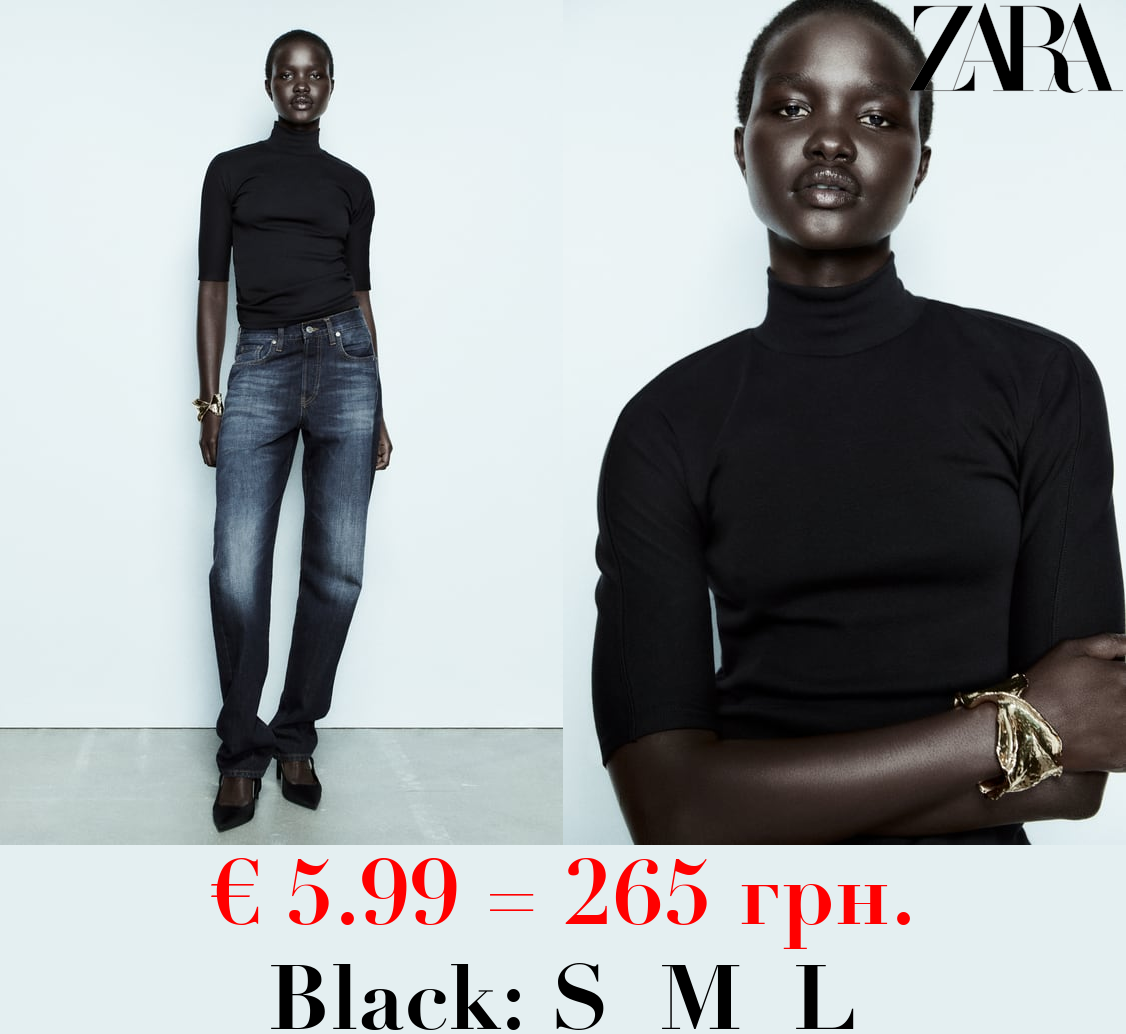 COTTON MOCK NECK T-SHIRT