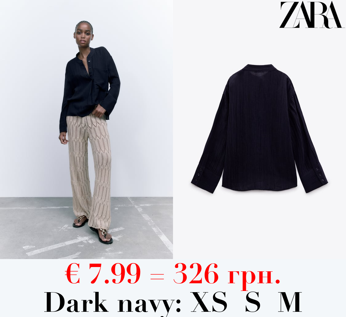 LINEN BLEND BLOUSE WITH POCKET