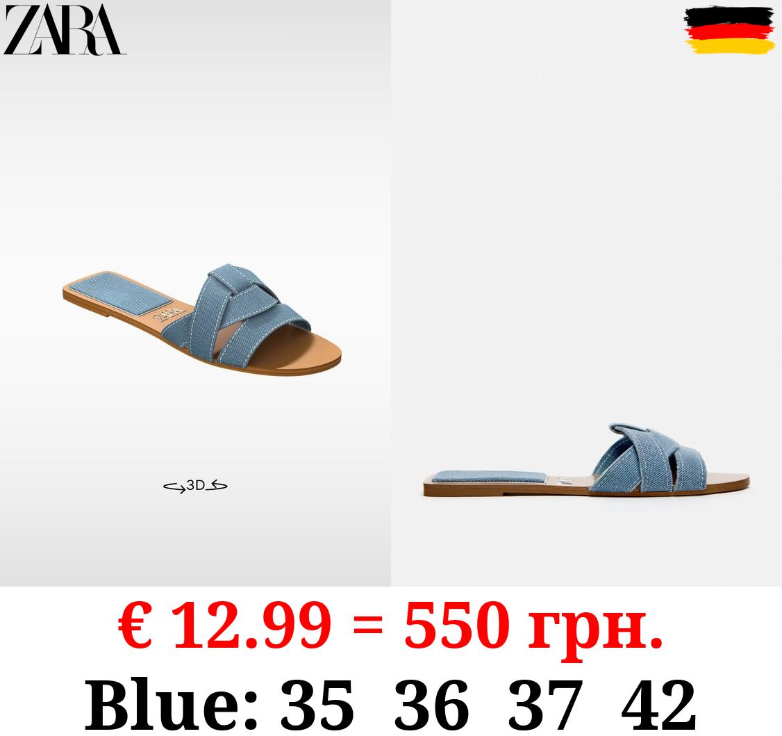 FLAT DENIM SLIDER SANDALS