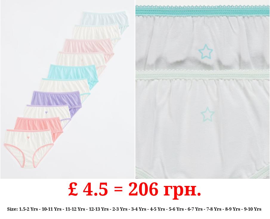 Coloured Edge Full Briefs 10 Pack