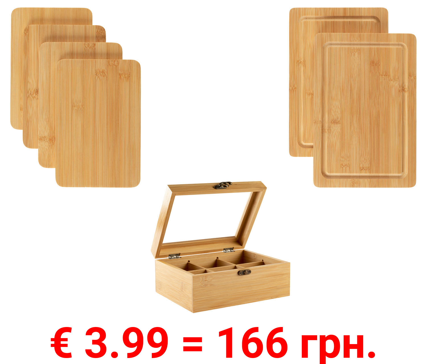 ERNESTO® Schneidebrett Bambus, 2er Set / Teebox / Schneidebrett, 4er Set /