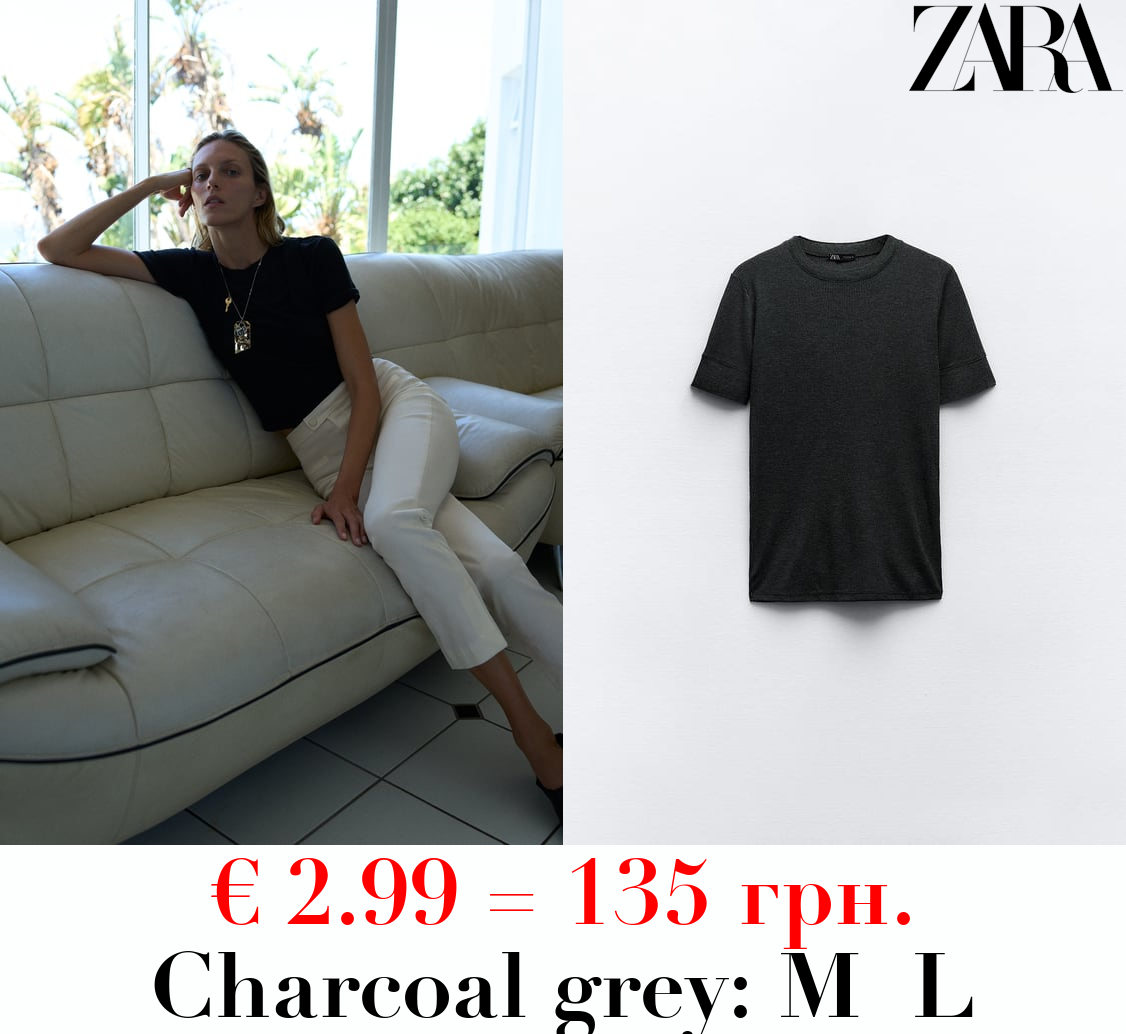 SHORT SLEEVE T-SHIRT WITH RIBBED TRIMS