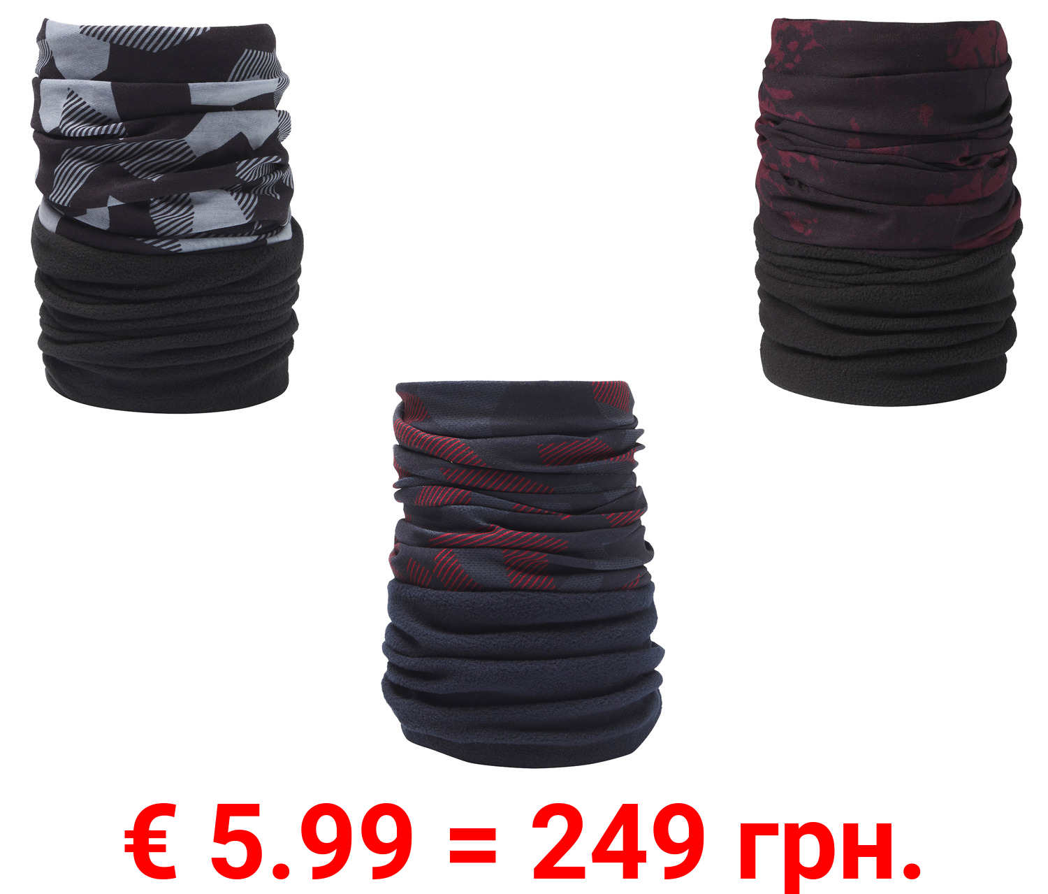CRIVIT Damen Herren Multifunktionstuch mit Fleeceeinsatz