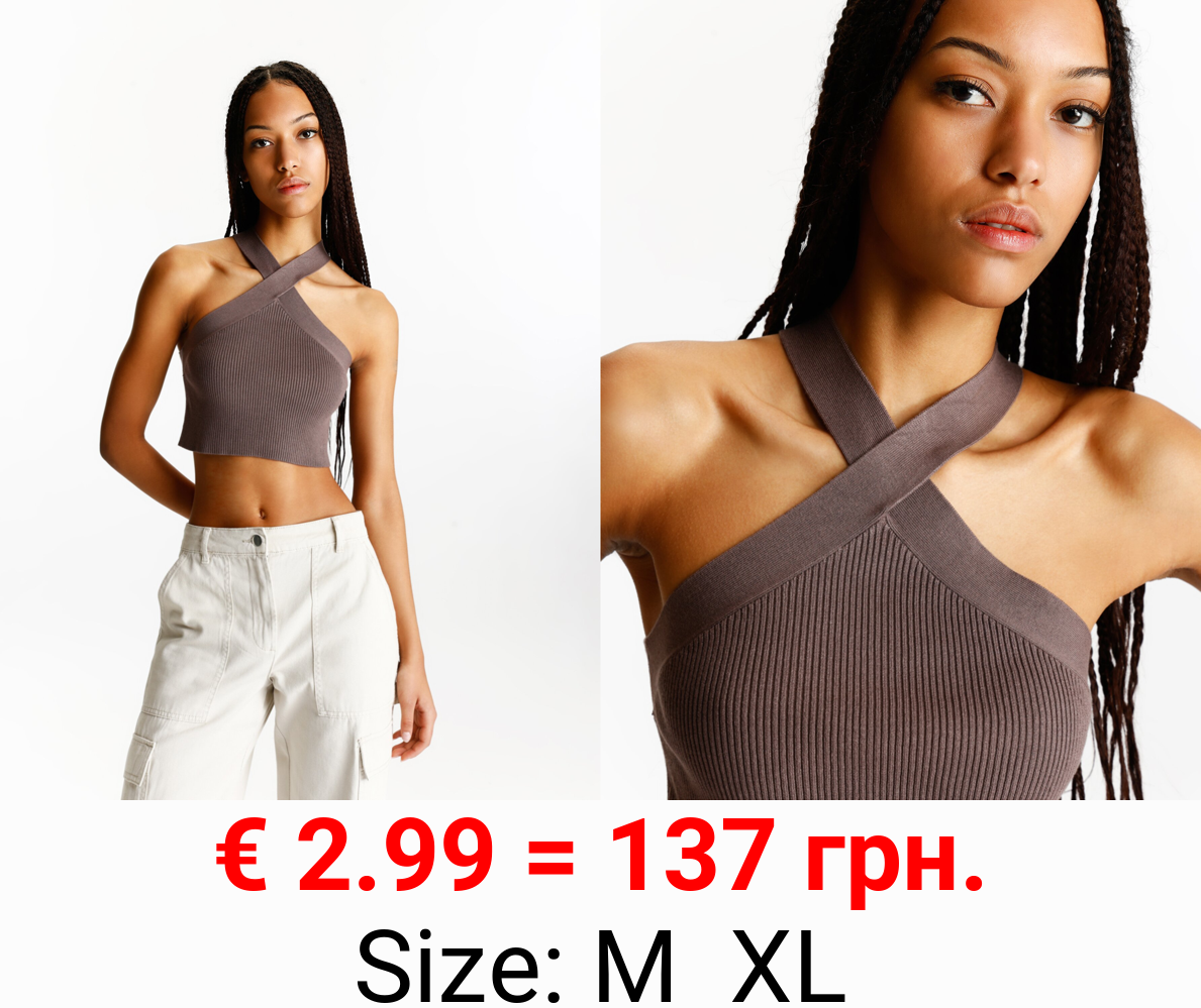 Knit crossover halter top