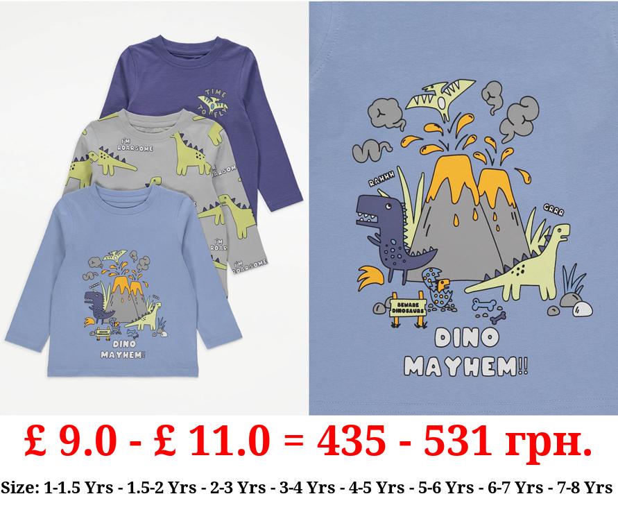 Dinosaur Long Sleeve Tops 3 Pack