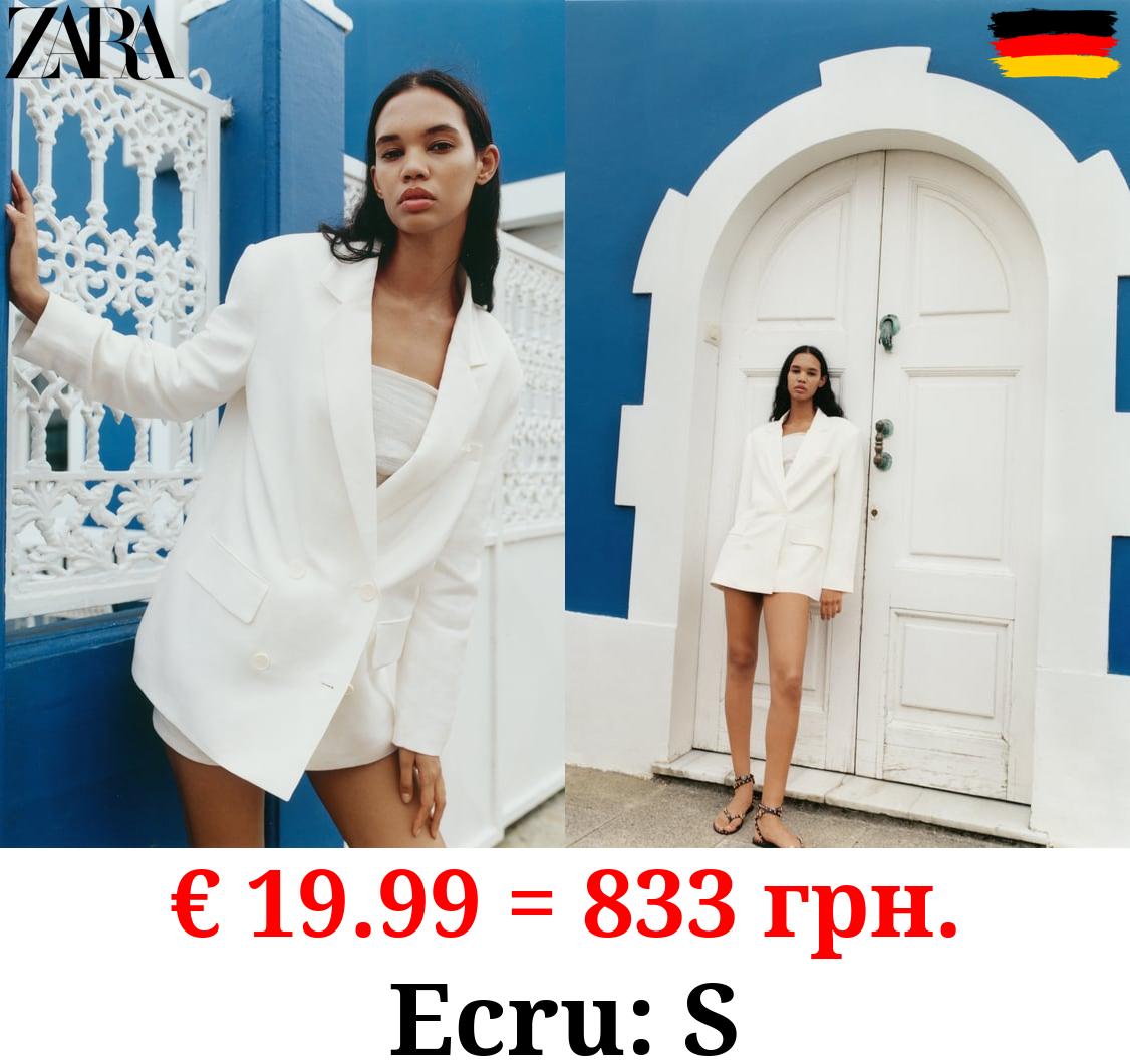 DOUBLE-BREASTED LINEN BLEND BLAZER