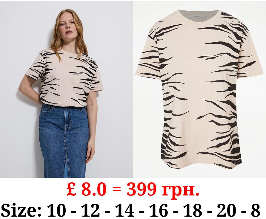 Cream Zebra Print Short Sleeve T-Shirt