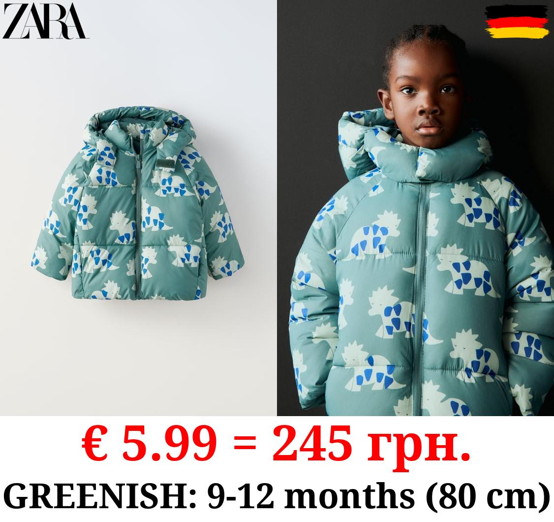 WATER-REPELLENT DINOSAUR PUFFER COAT