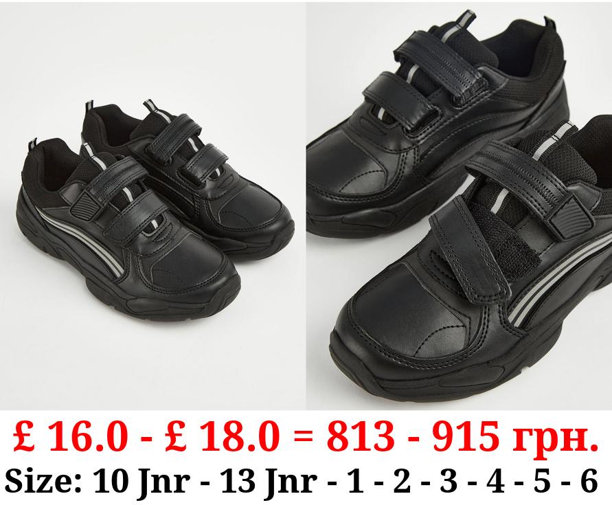 Black Two Strap Sporty Trainers