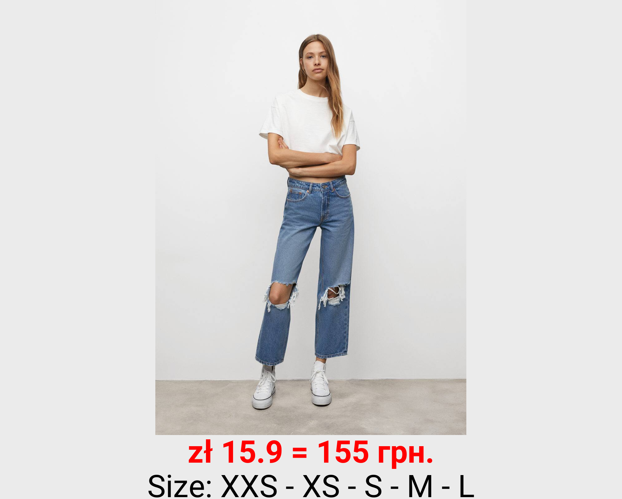 Jeans wideleg rotos decorativos