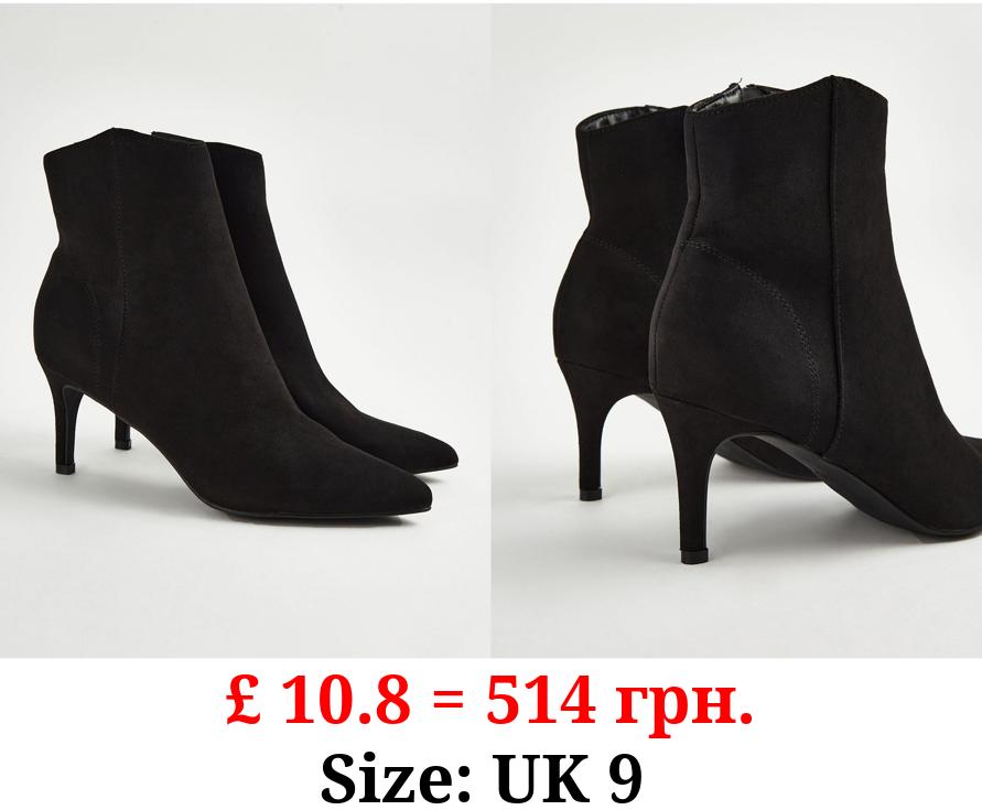 Black Point Toe Heeled Ankle Boots