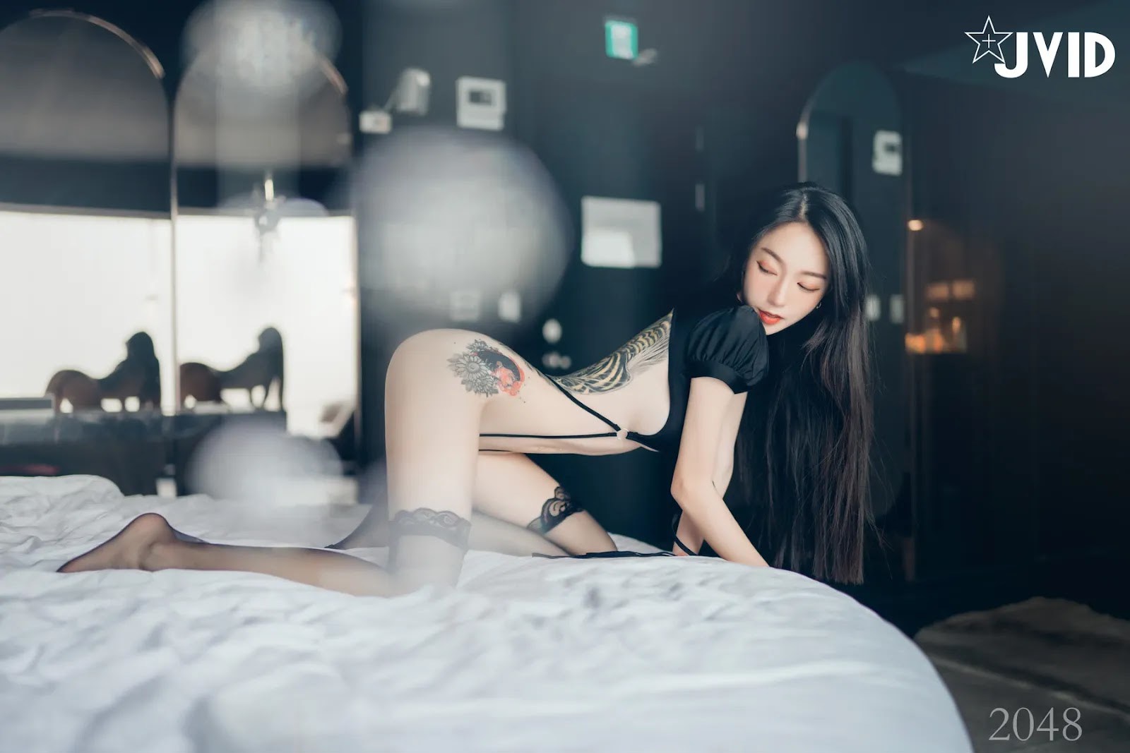 JVID精品 韩国女神飄飄 黑 超猛激凸遮不住 白 透透睡衣 不管怎樣的飄飄都好正啊!! Vol.01 57
