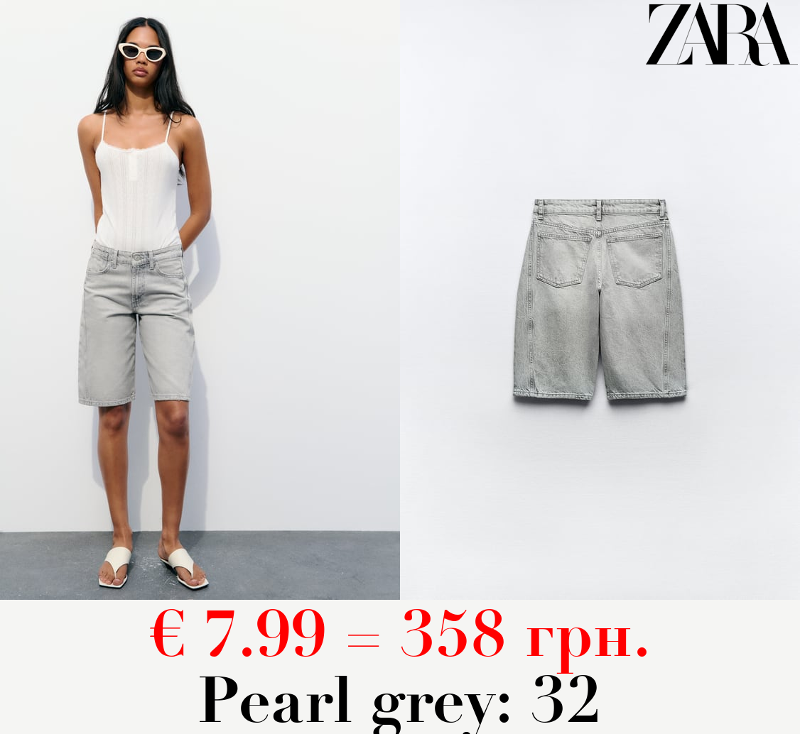 TRF HIGH-WAIST DENIM BERMUDA SHORTS