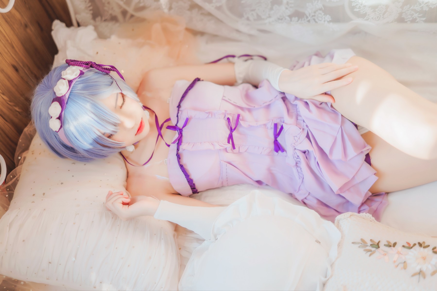 Cosplay 桜桃喵 蕾姆睡裙 9