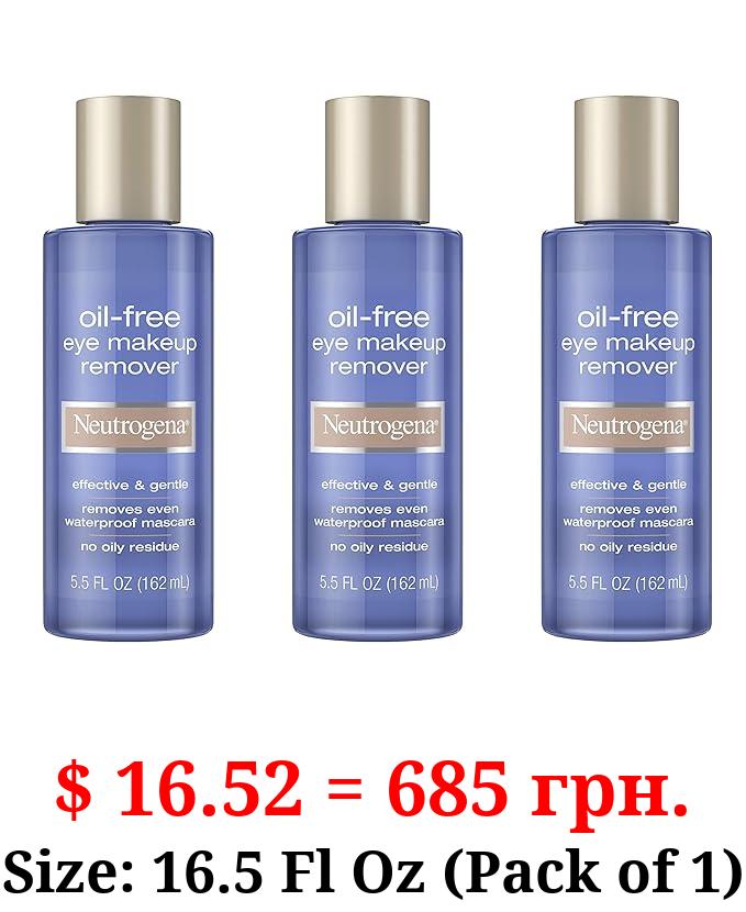 Neutrogena Gentle Oil-Free Eye Makeup Remover & Cleanser for Sensitive Eyes, Non-Greasy Makeup Remover, Removes Waterproof Mascara, Dermatologist & Ophthalmologist Tested, 3 x 5.5 fl. oz