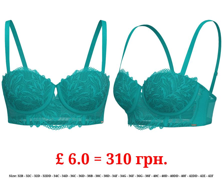 Entice Aqua Floral Lace Balcony Bra