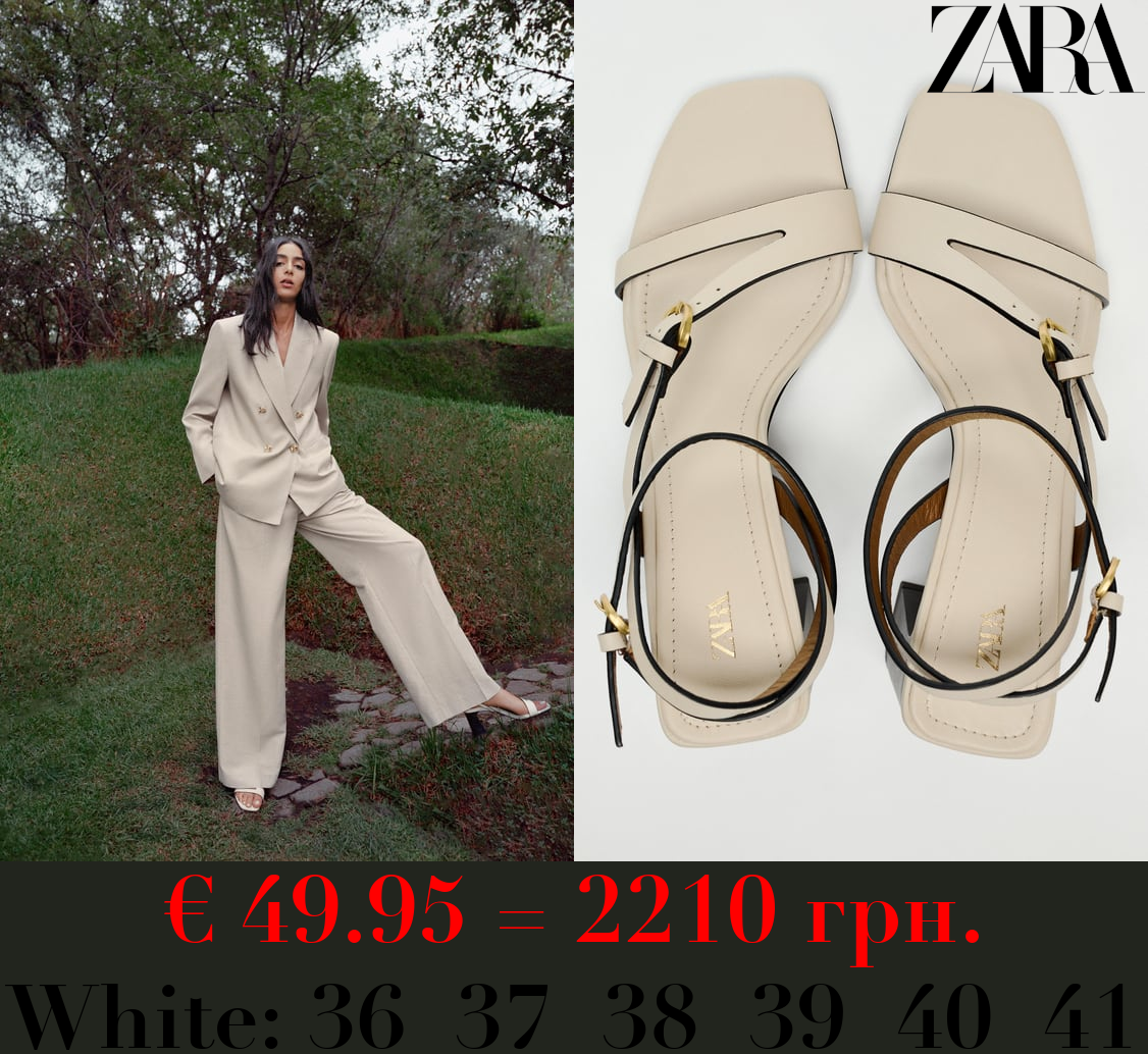 LEATHER SANDALS WITH BLOCK HEEL