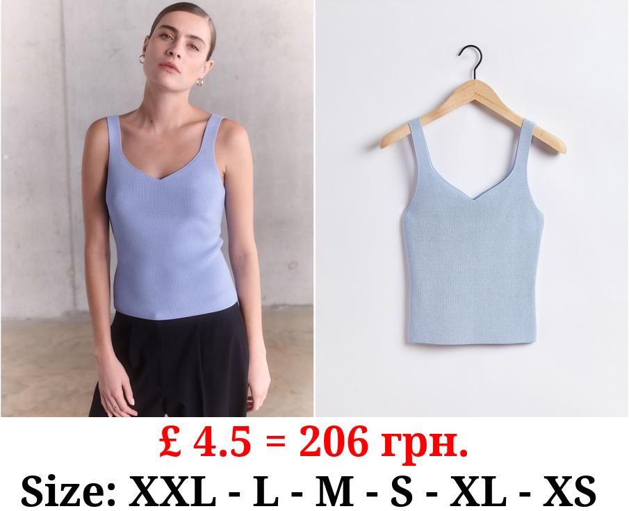 EXCLUSIVE Blue Ribbed Knit Cami