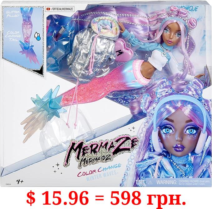 MERMAZE MERMAIDZ™ Winter Waves Harmonique™ Mermaid Fashion Doll with Color Change Fin, Glitter-Filled Tail and Accessories