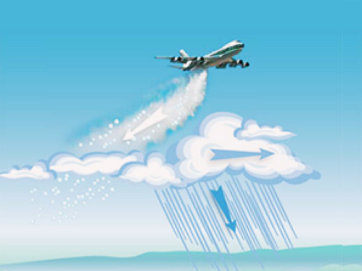 Самолет разгоняет облака