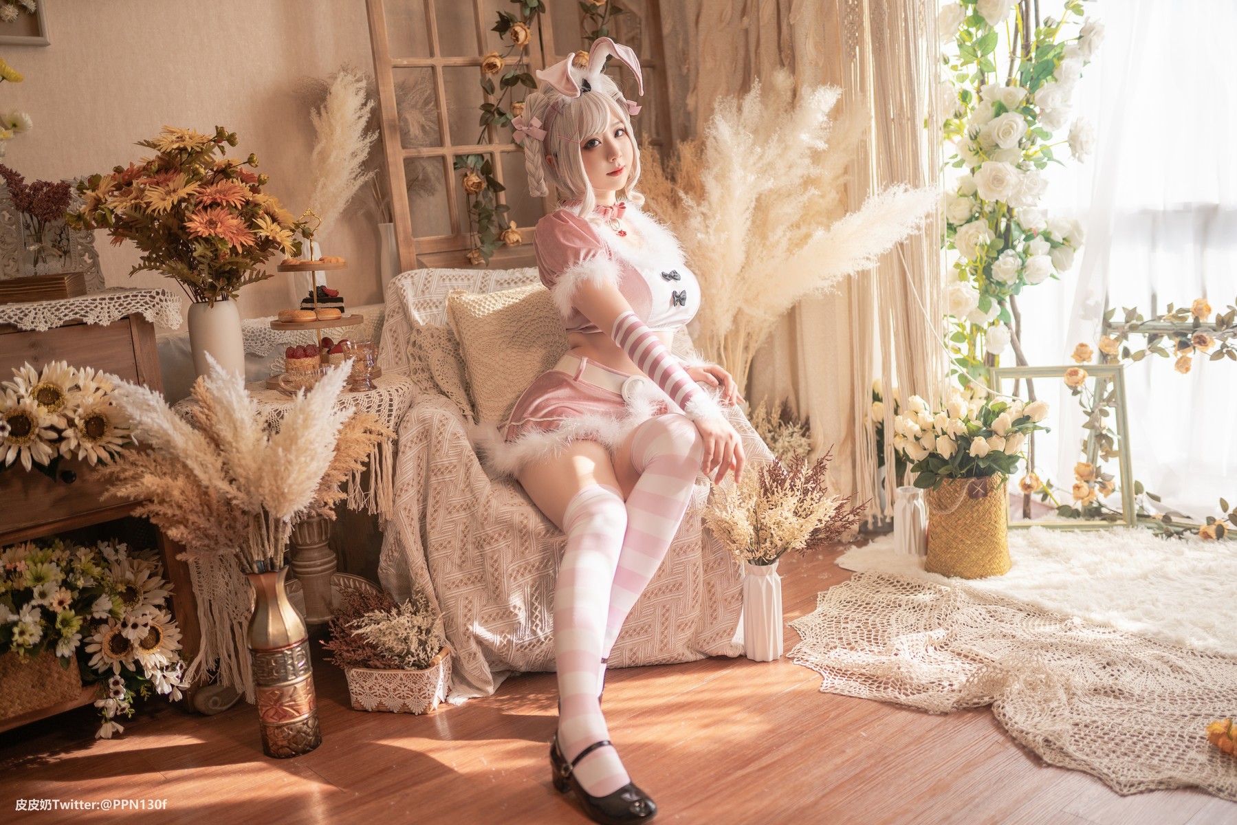 Cosplay 皮皮奶可可爱了啦 粉色兔兔 26