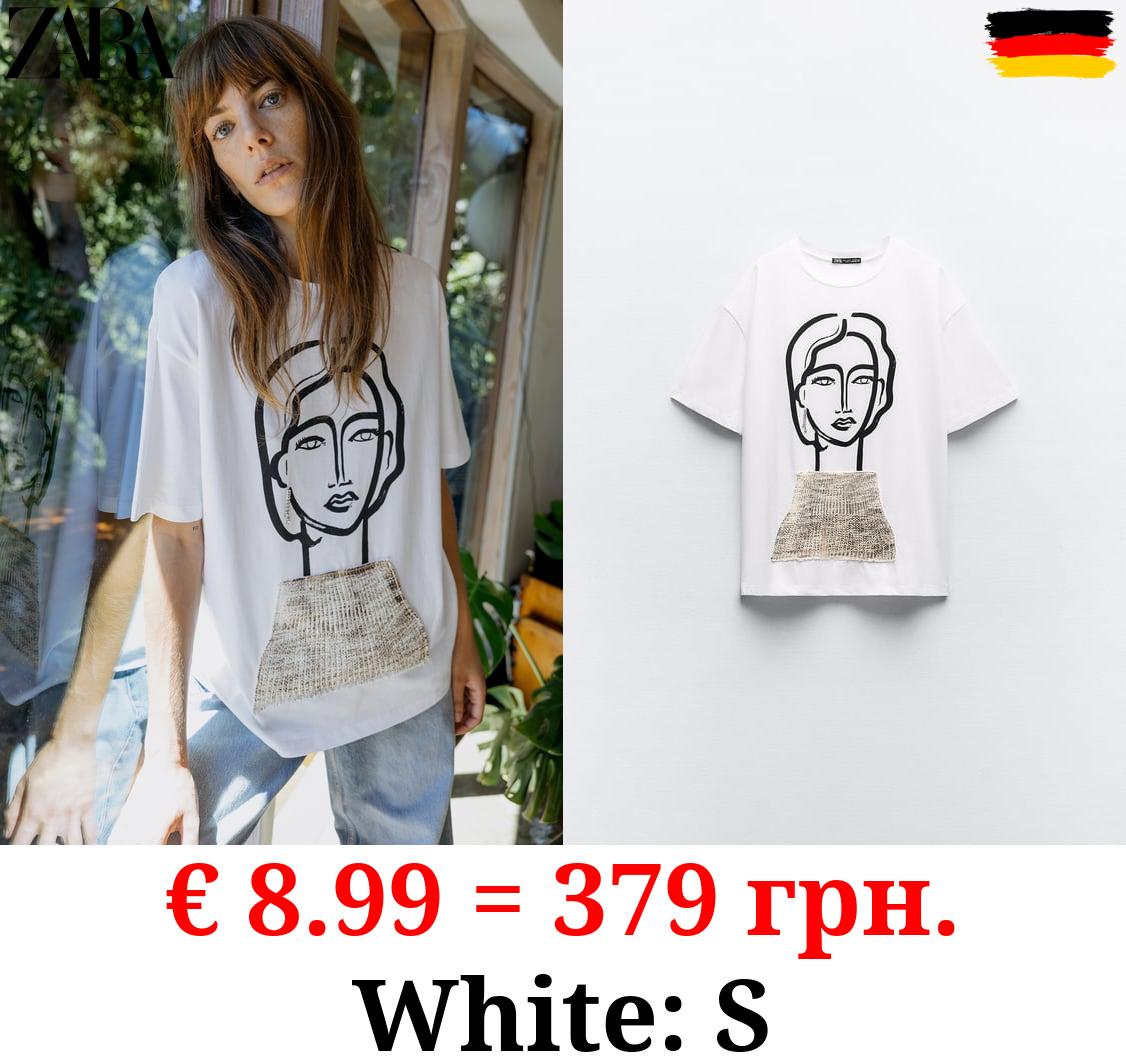 T-SHIRT WITH GIRL AND RHINESTONE DETAIL