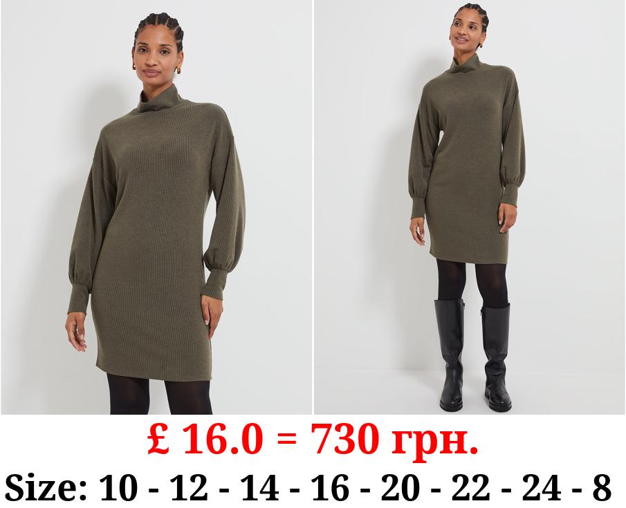 Khaki Ribbed Mini Jumper Dress