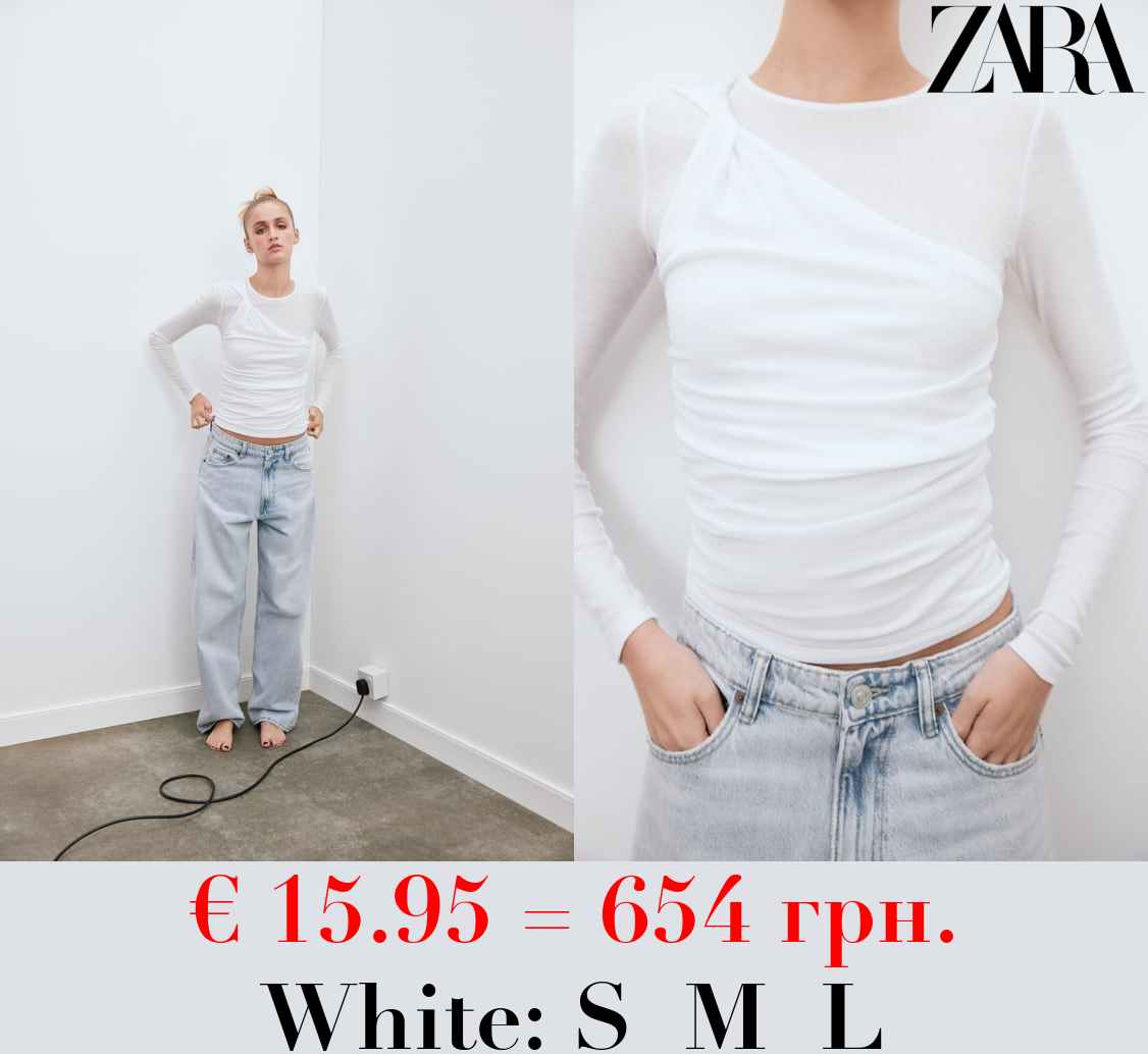 DRAPED DOUBLE-LAYER RIBBED TOP