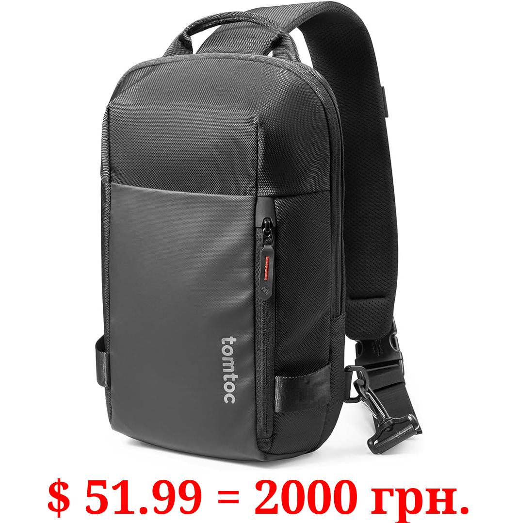 tomtoc Compact EDC Sling Bag, Minimalist Chest Shoulder Backpack Crossbody Bag for Nintendo Switch OLED, 11-inch iPad Pro with Keyboard, Water-resistant Lightweight Daypack for Travel, Work, Sport