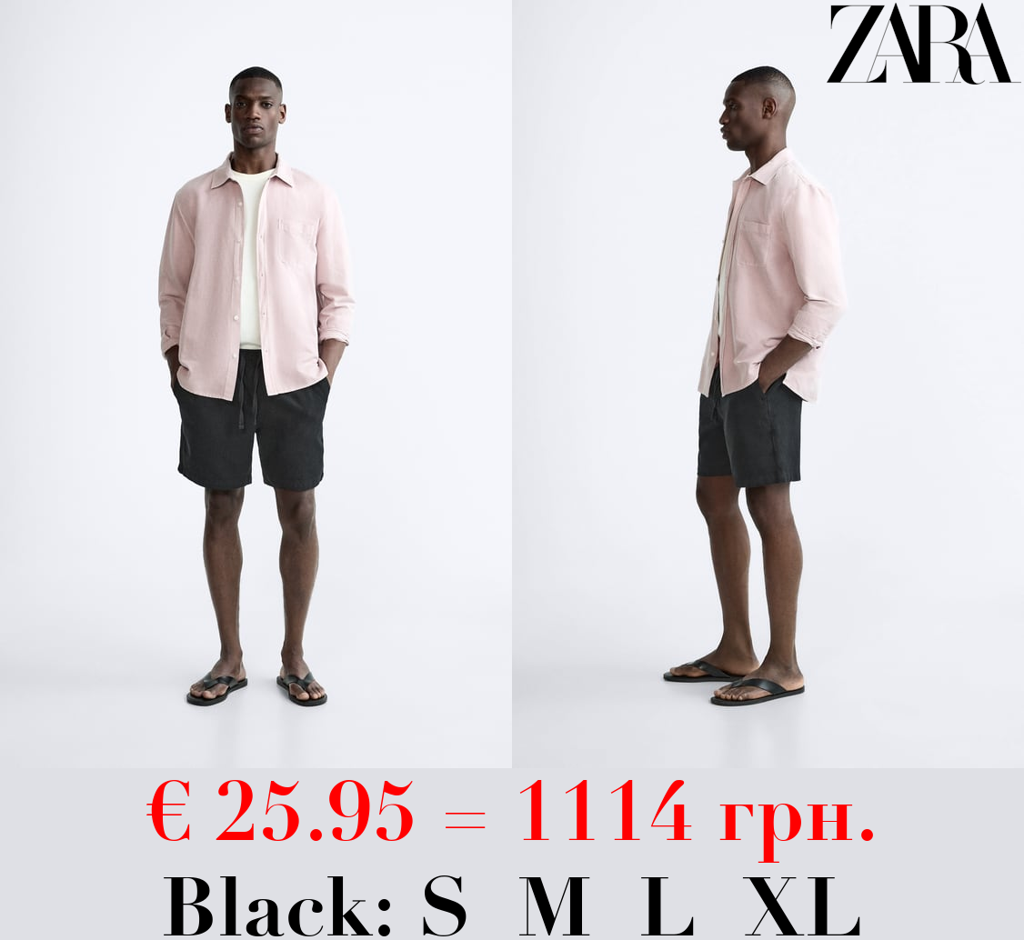 TEXTURED COTTON BERMUDA SHORTS