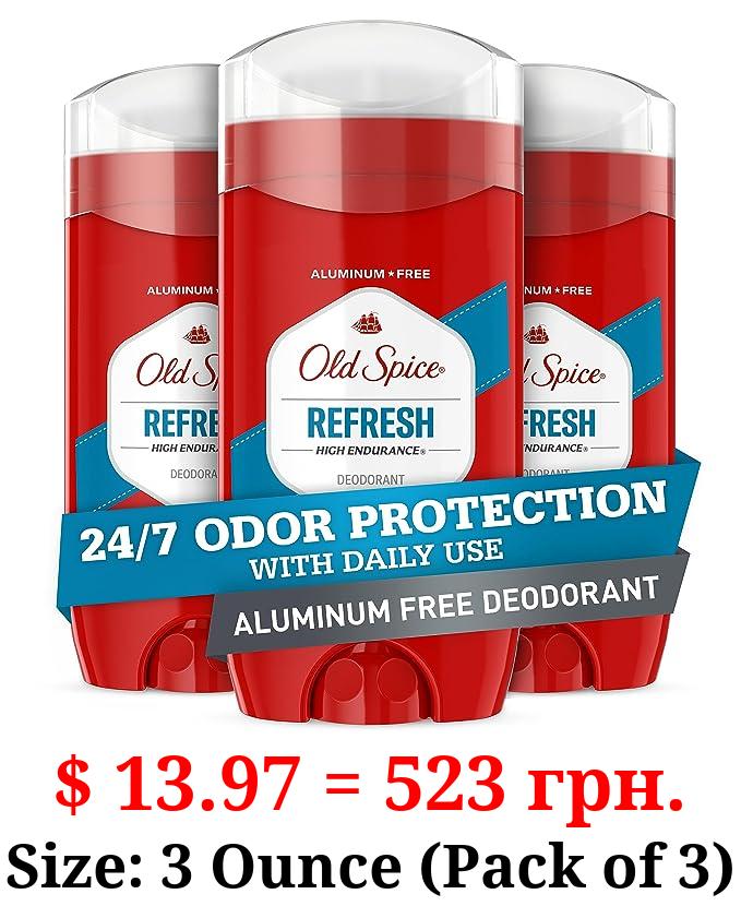 Old Spice Aluminum Free Deodorant for Men, Refresh, 3 oz each, Pack of 3