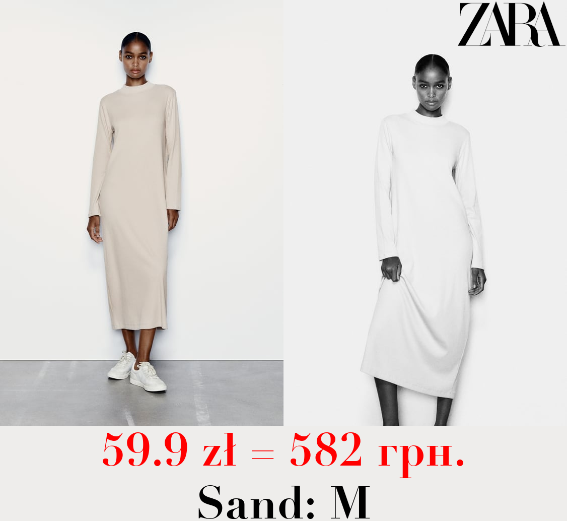 RIBBED MOCK-NECK DRESS