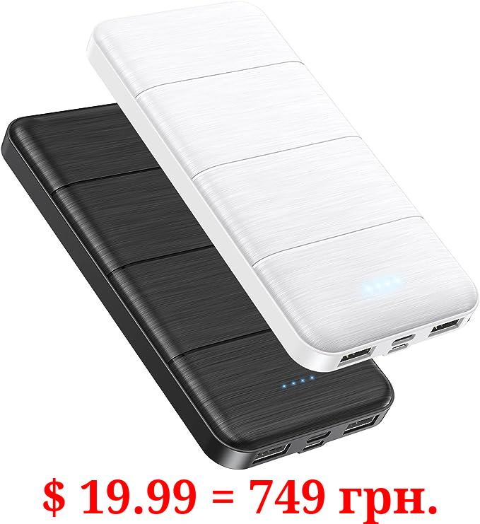 UYAYOHU Portable-Charger-Power-Bank - 15000mAh 2 Pack Power Bank Dual USB Output 5V3.1A Fast Charging Portable Charger Compatible with All USB Devices and Smartphones (Black White)