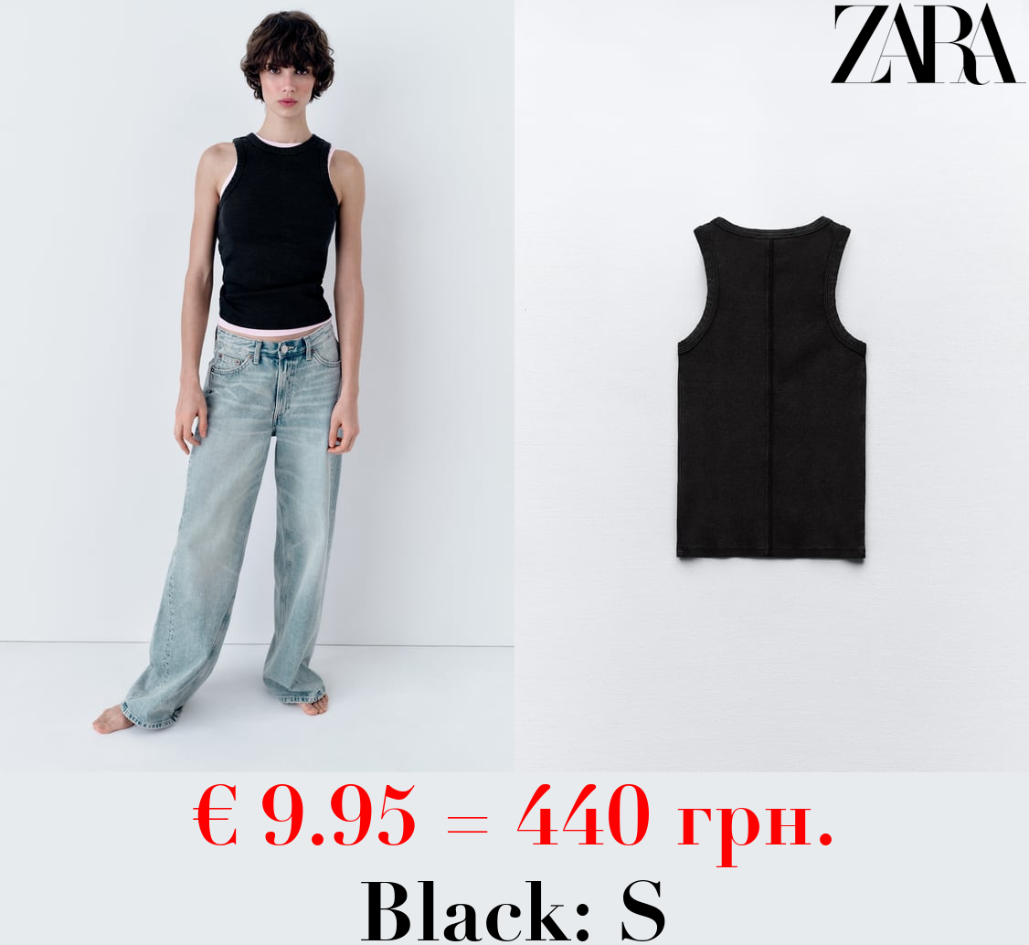 FADED-EFFECT RIB T-SHIRT