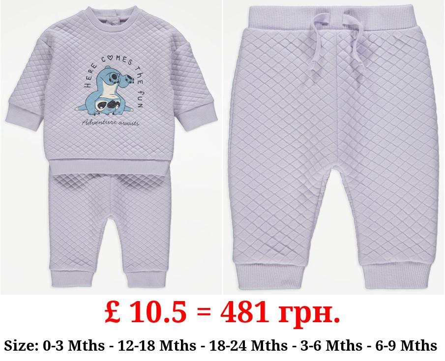 Disney Lilo & Stitch Lilac Quilted Sweatshirt and Joggers Outfit