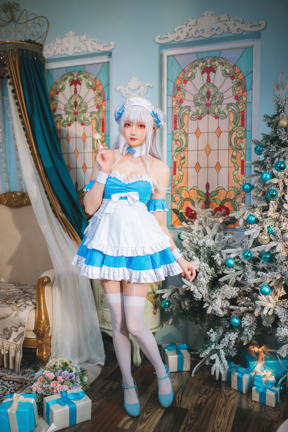Cosplay 瓜希酱 碧蓝航线 小天鹅女仆 18