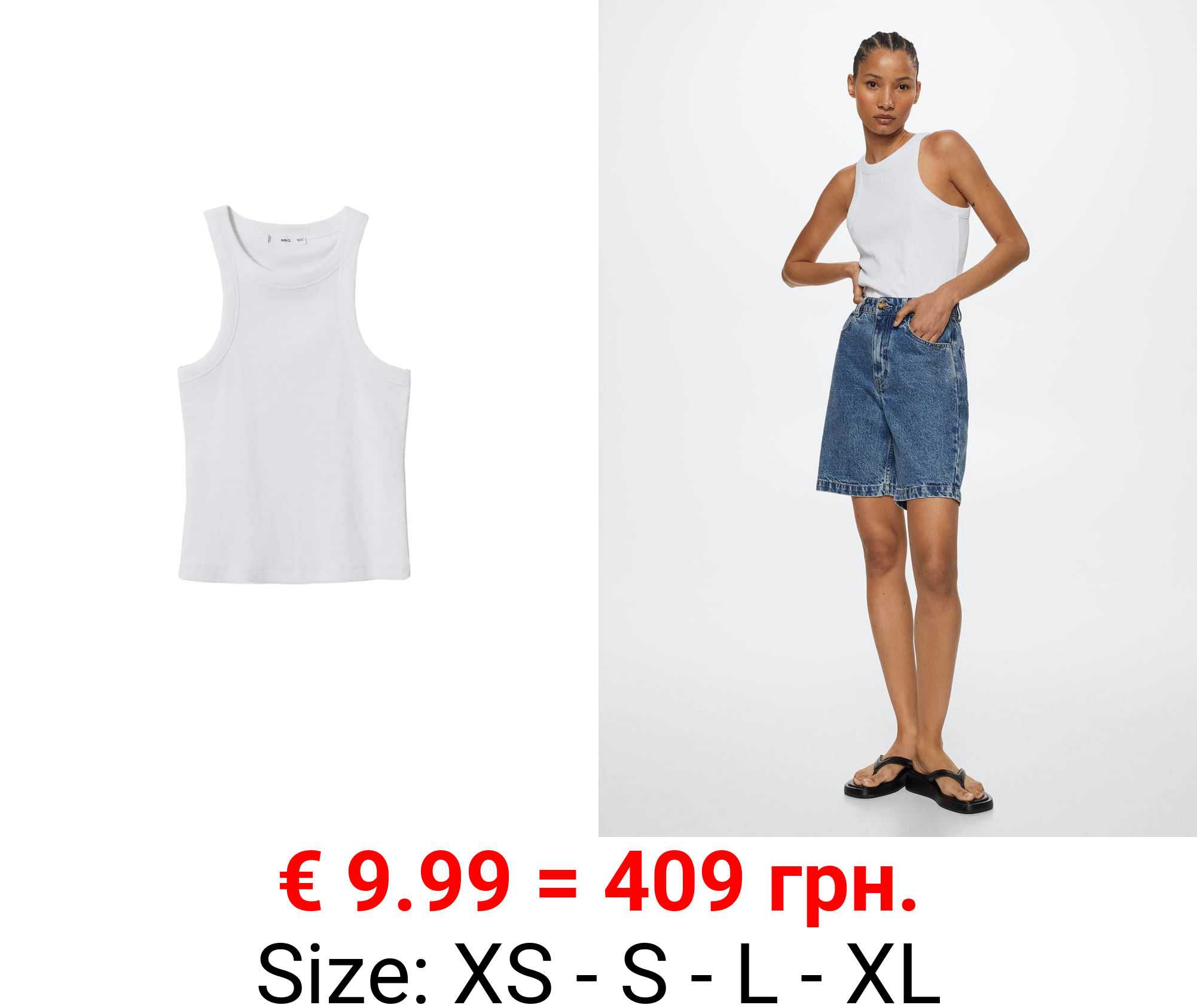 top canalé algodón