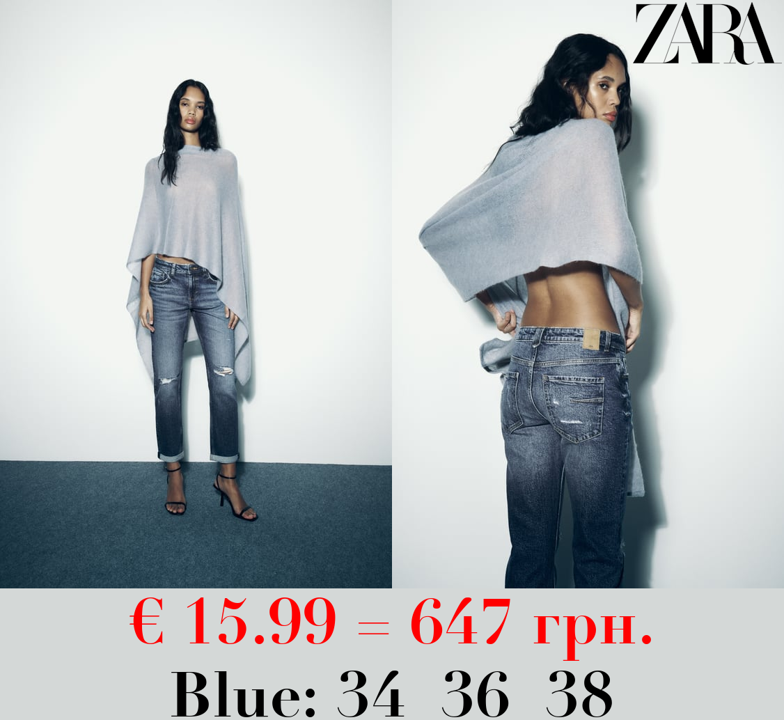 Z1975 RIPPED SPLIT-HEM LOW-RISE JEANS