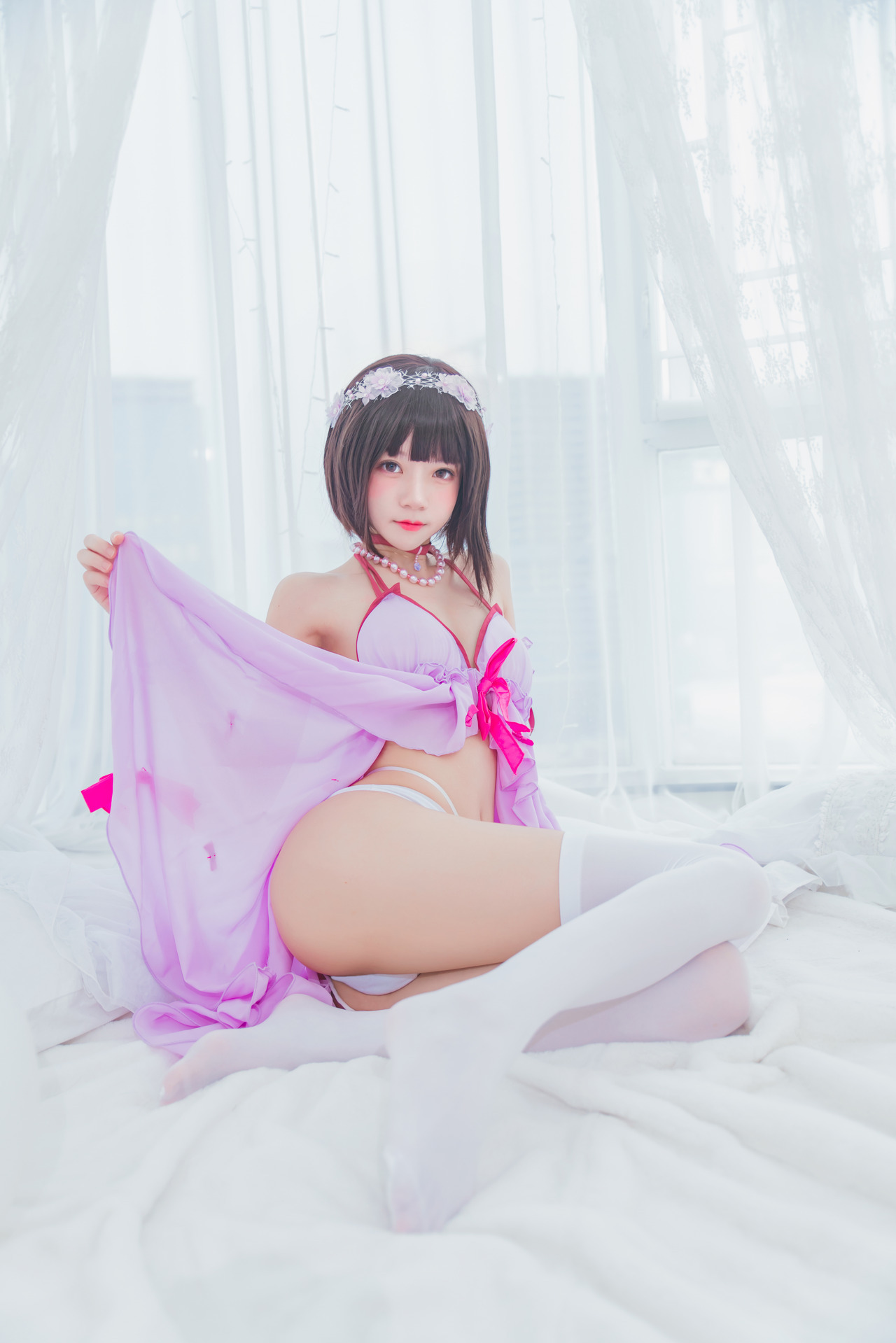 [桜桃喵] 加藤惠 Megumi Kato 紫色小睡裙 37