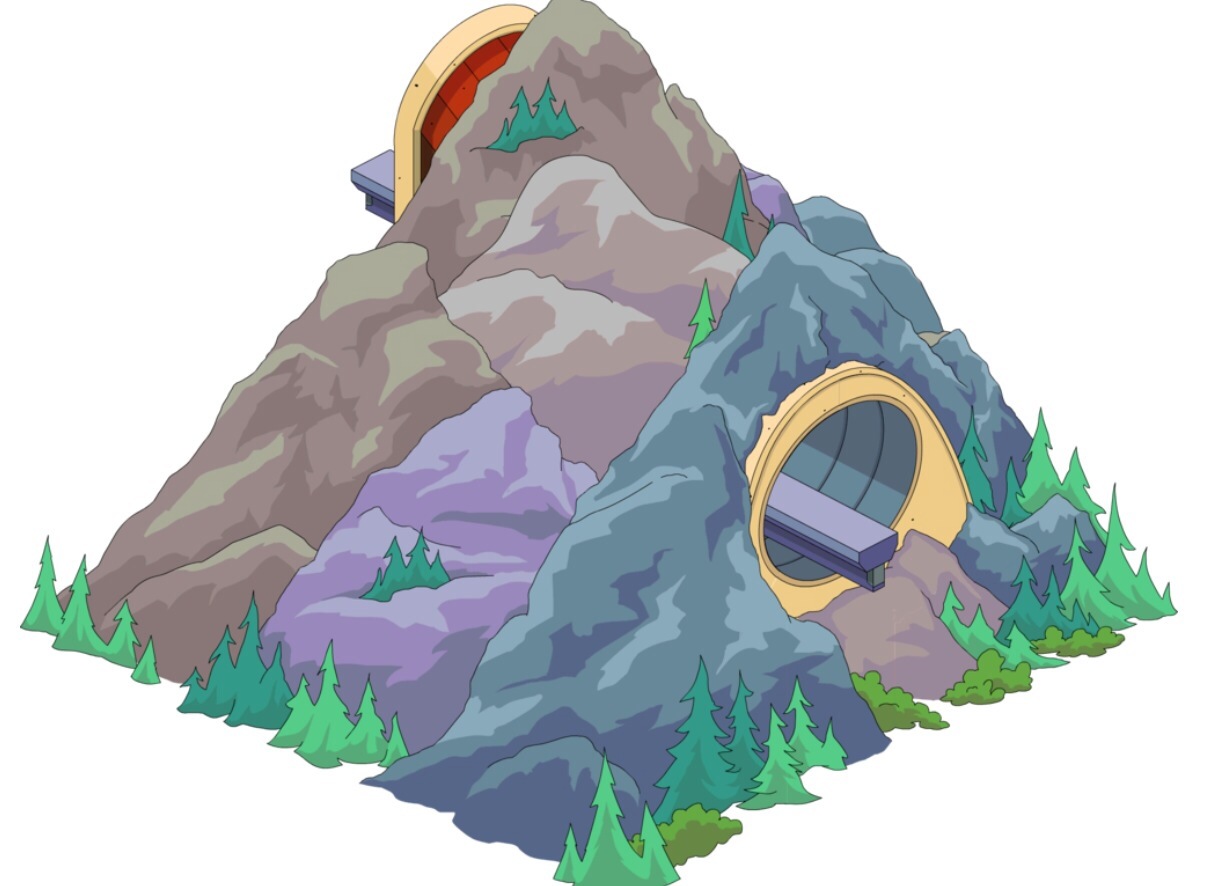 Гора с туннелем рисунок