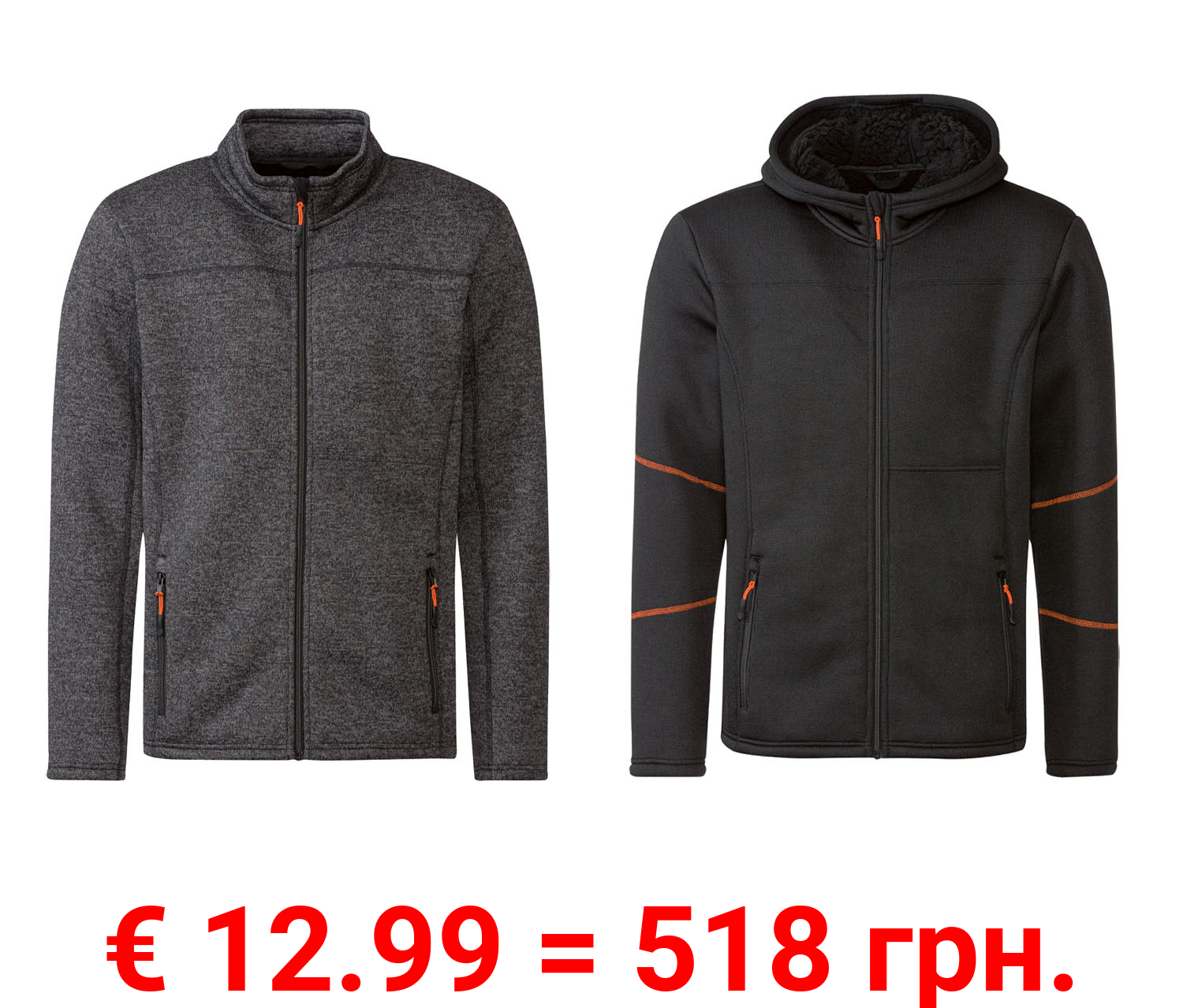 LIVERGY® Herren Jacke Strickfleece, leger geschnitten