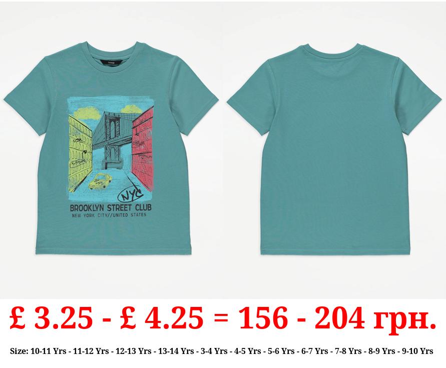 Green Brooklyn Street Club Graphic T-Shirt