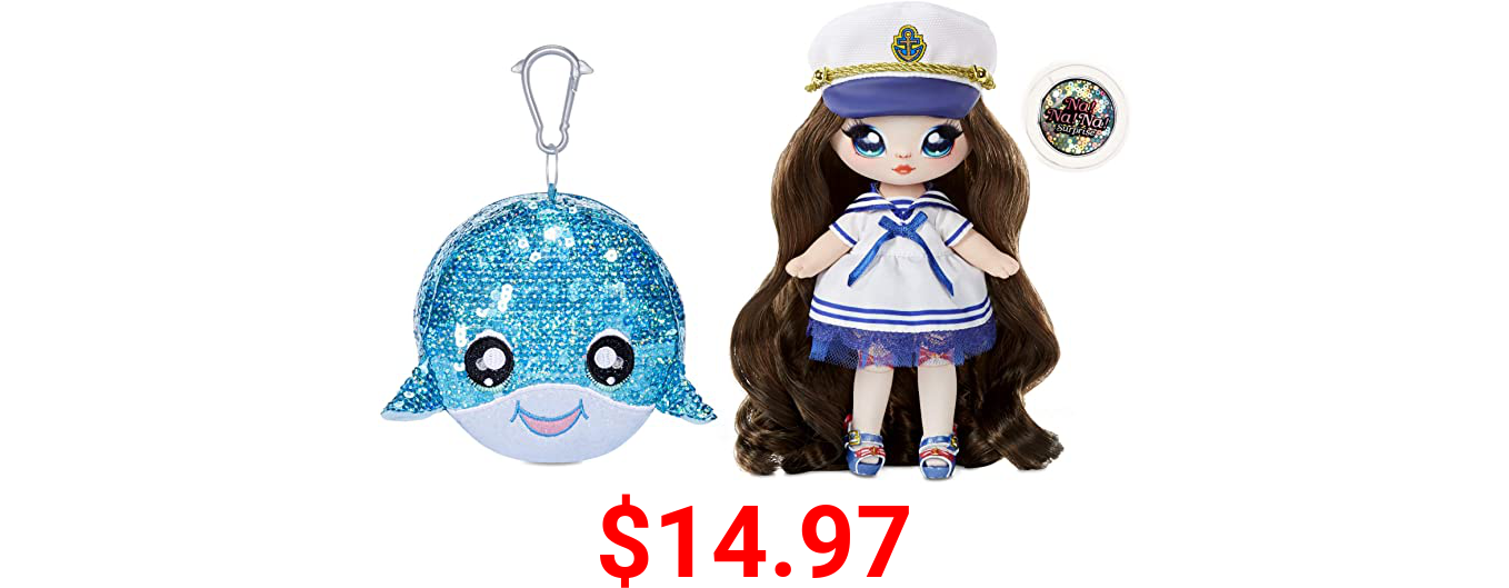 Na! Na! Na! Surprise 2-in-1 Fashion Doll and Sparkly Sequined Purse Sparkle Series – Sailor Blu, 7.5" Sailor Doll , Blue