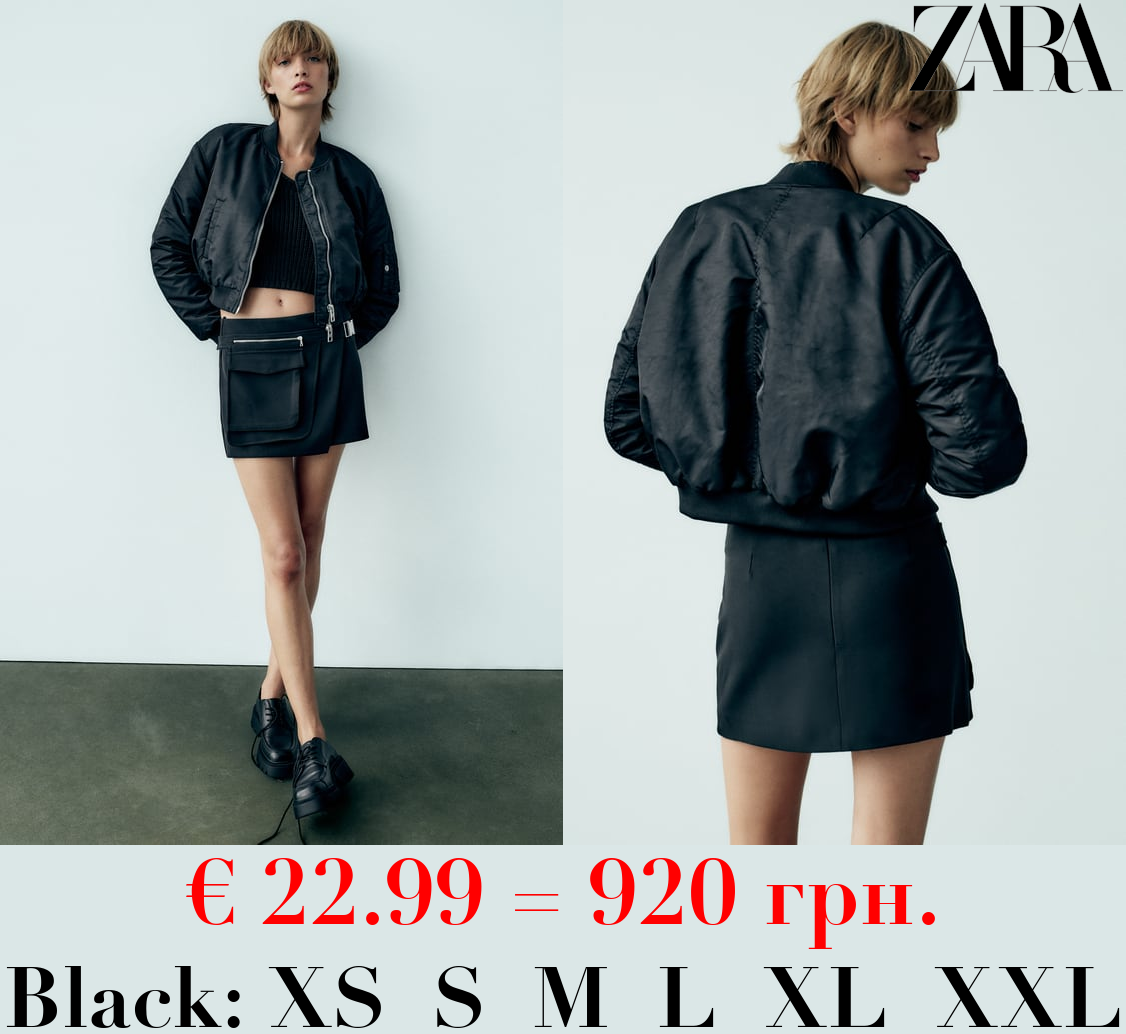 CROPPED NYLON BOMBER JACKET