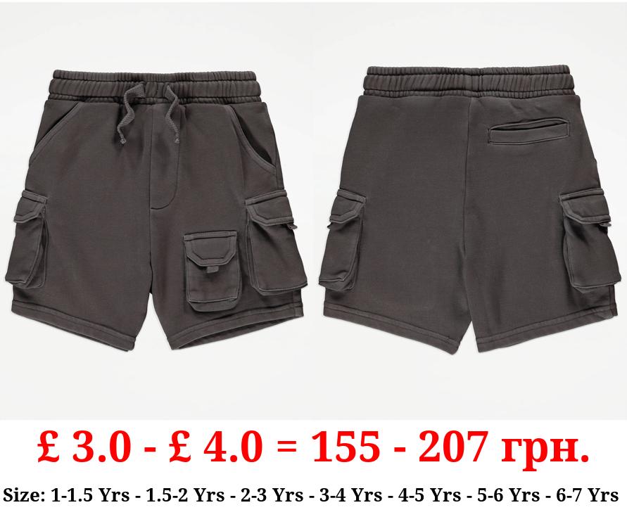 Grey Jersey Cargo Shorts