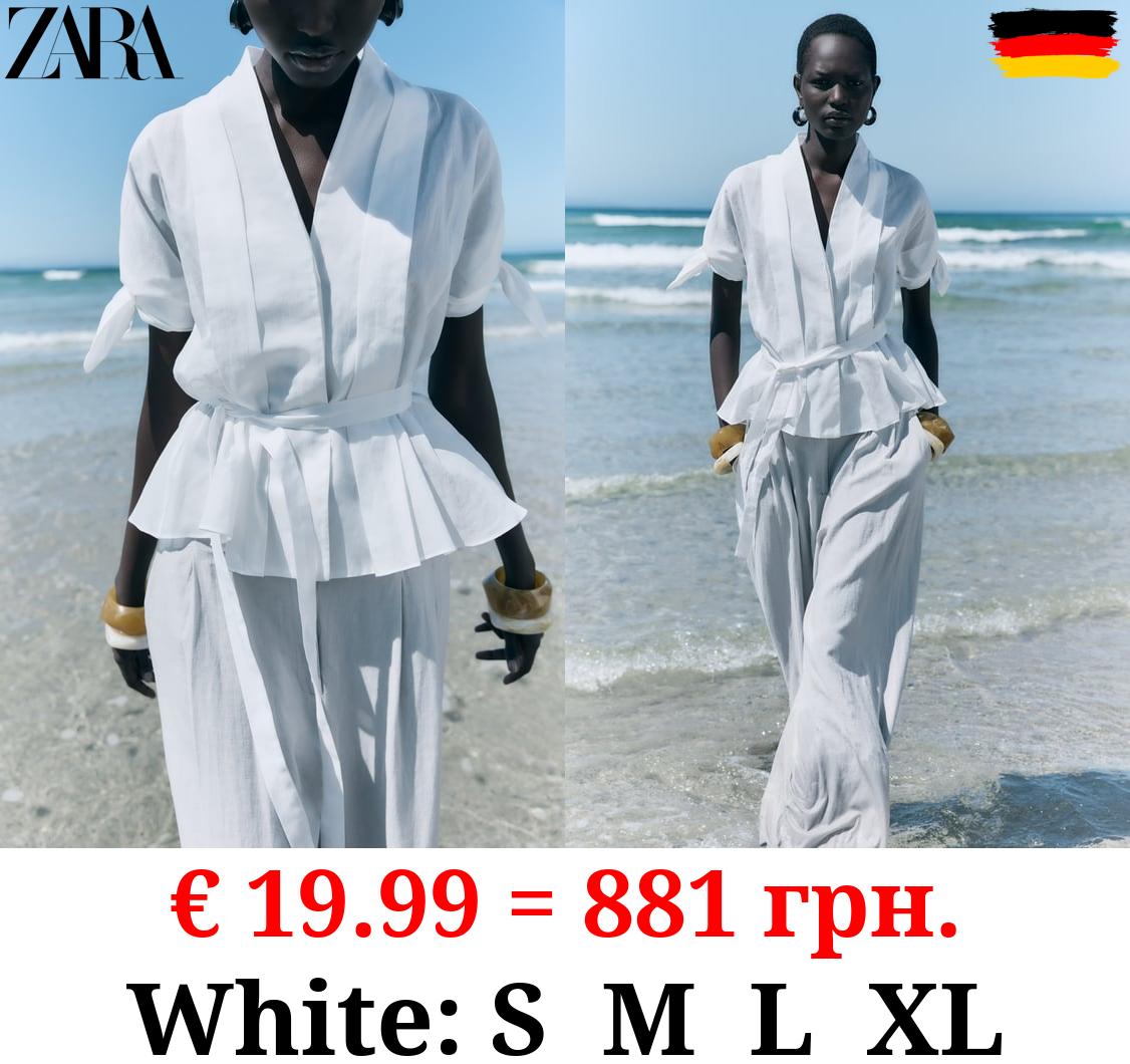 ZW COLLECTION PLEATED SHIRT WITH BELT